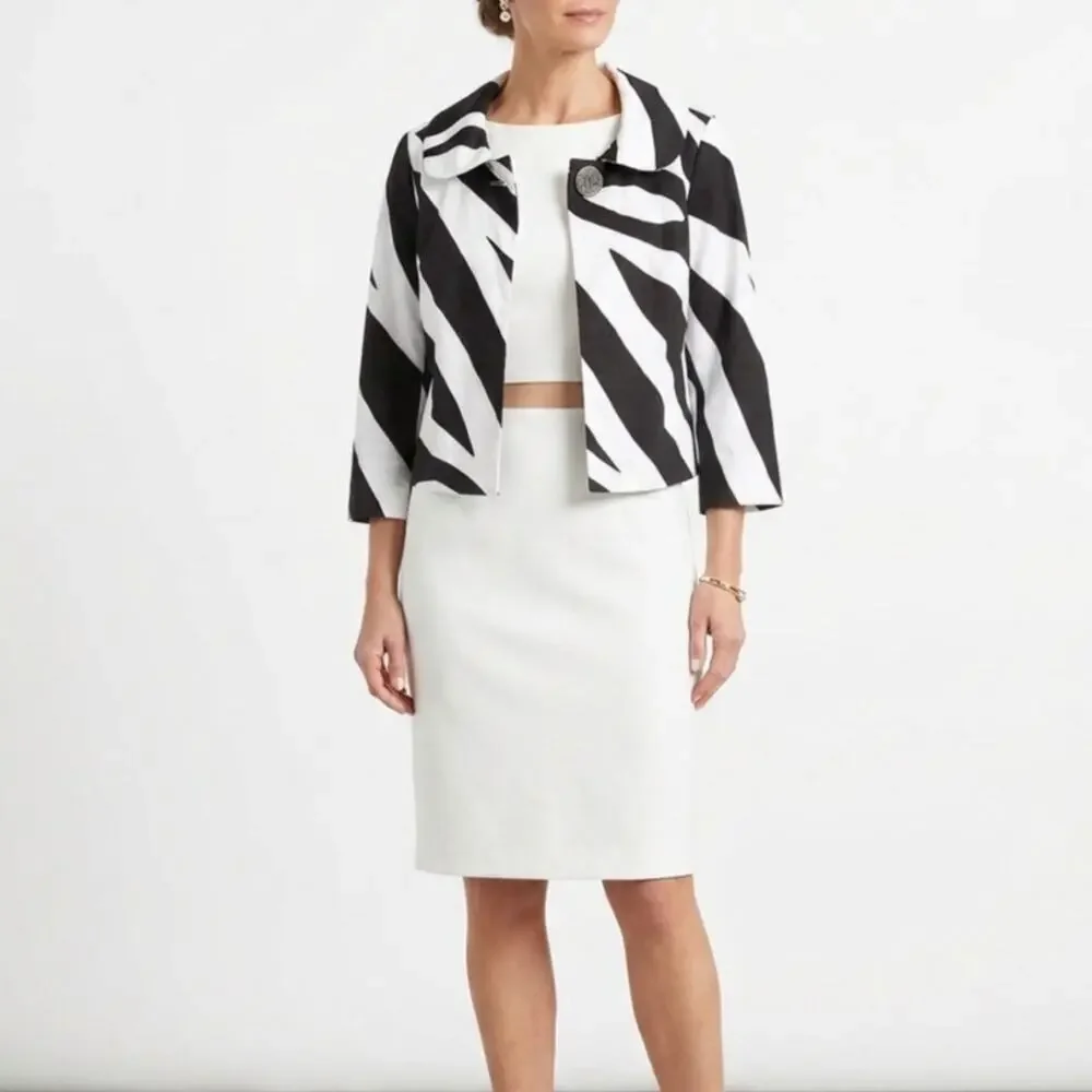 Sandro SportwearZebra Print Jacket Black White Cropped Button Front Women M